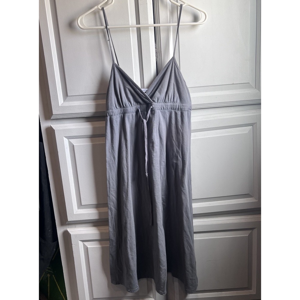 James Perse Women 2 Sundress Gray V-Neck Sleeveless Babydoll Y2K Spaghetti Strap